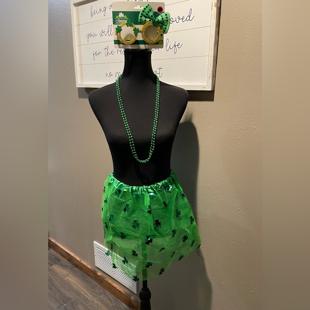 St Pat’s Green Shamrock Tulle Skirt Bundle NWT